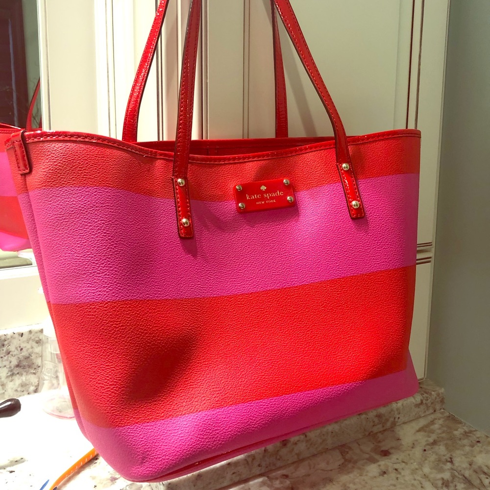 Kate Spade pink & orange tote shoulder bag